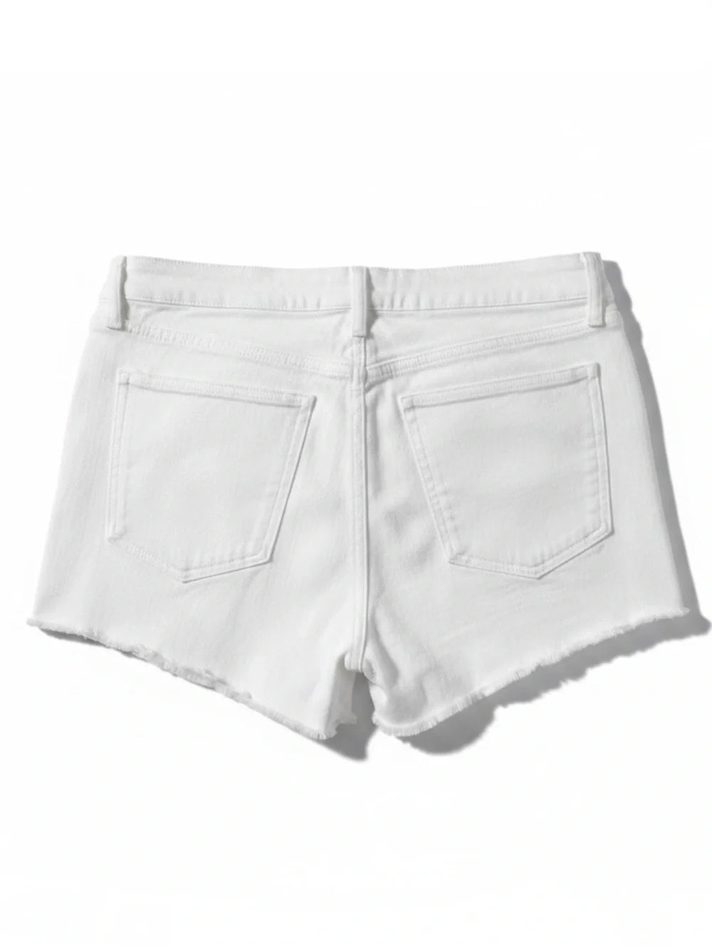 Cosmic Blue Love 3” White Denim Cutoff Shorts Frayed Raw Hem Slit | Women’s 10